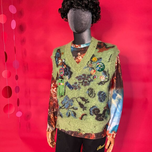 Upcycled Harajuku Vest + Reason Tracksuit Set – Size M with Vintage Pins - Picture 1 of 12